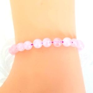 Rose Quartz Women's Beaded Bracelet. New